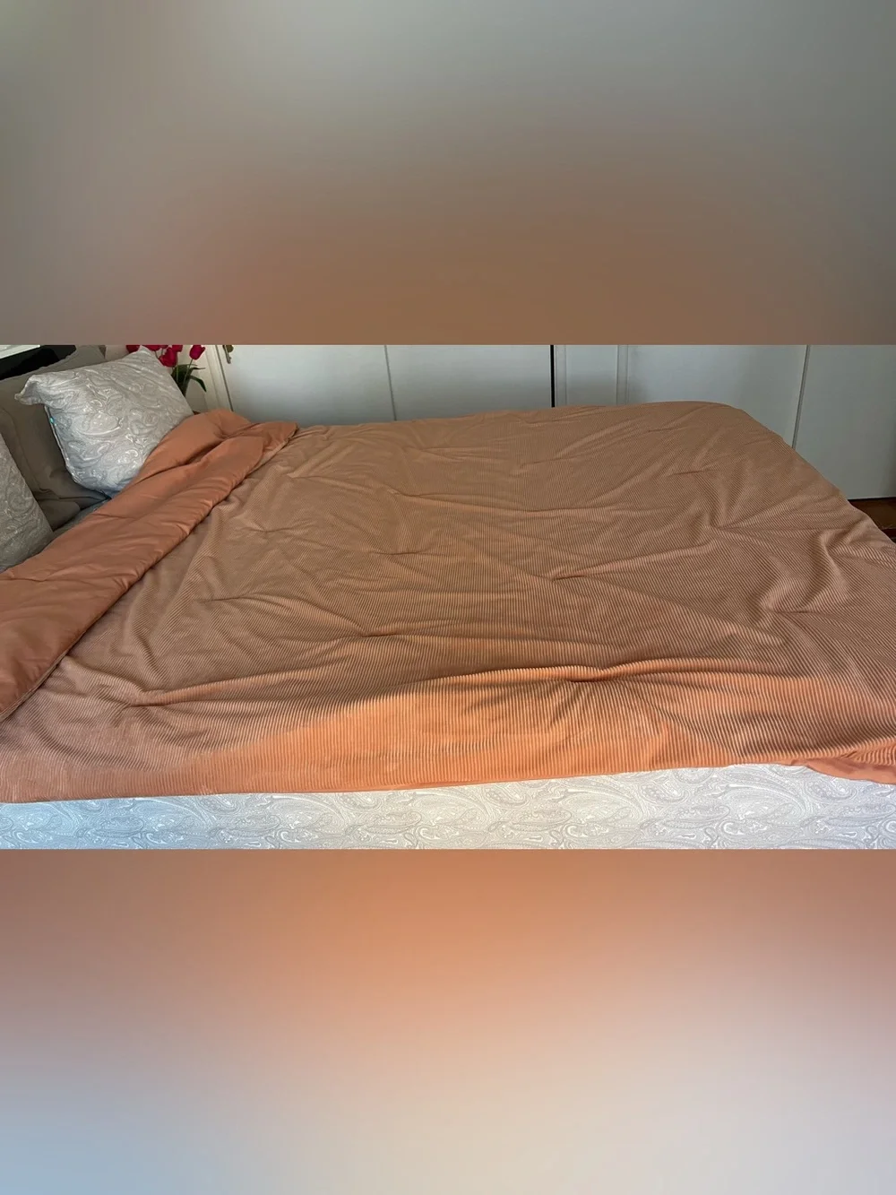 Room essentials peachy color Soft Ribbed Copper Duvet Cover 66x94 Inches  Twin